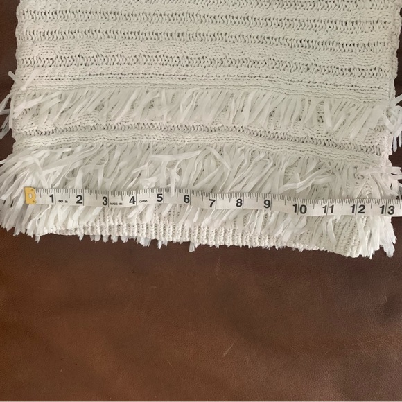 Club Monaco Cream Beige White Fringe Tank Top/Cami | Resort/Beach - Small - Picture 5 of 7